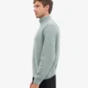 Merino-Pullover mit Troyer – Stahlblau