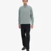 Merino-Pullover mit Troyer – Stahlblau
