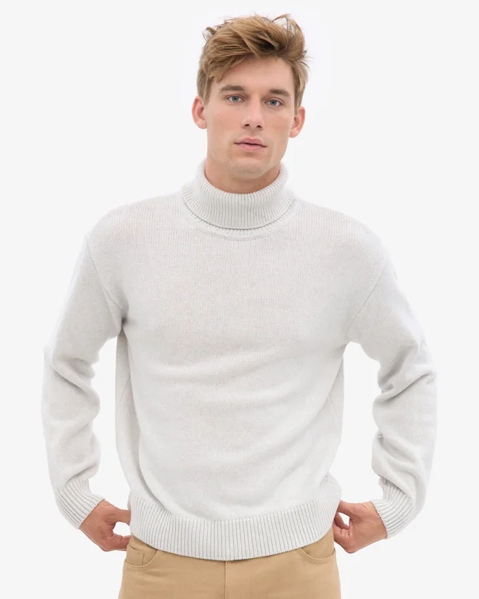 Merino-Rollkragenpullover – Snow Melange
