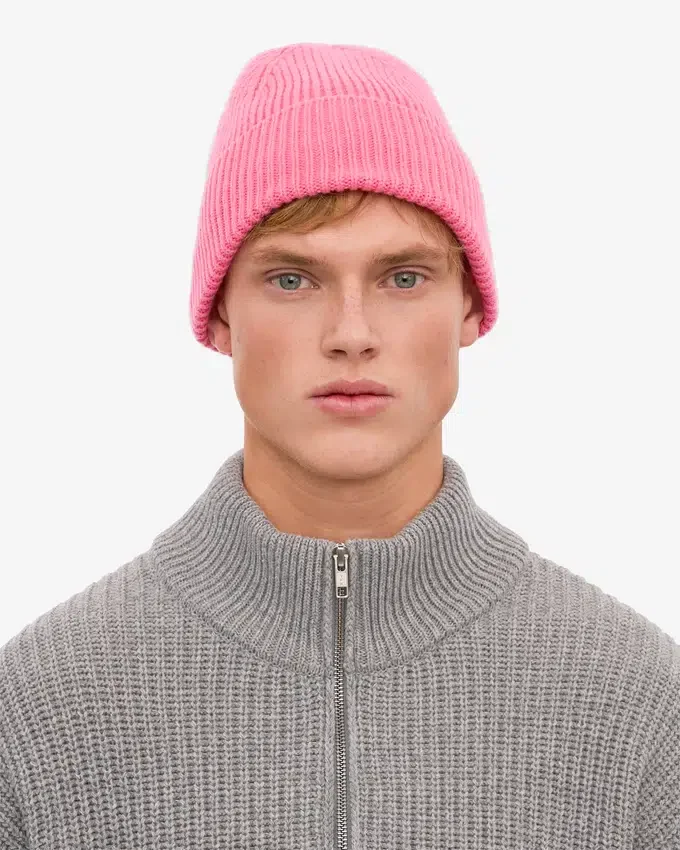 Merinowolle-Mütze – Bubblegum-Pink