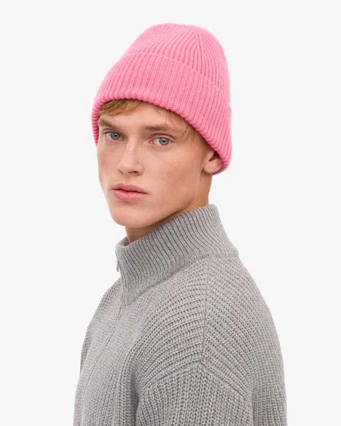 Merinowolle-Mütze – Bubblegum-Pink