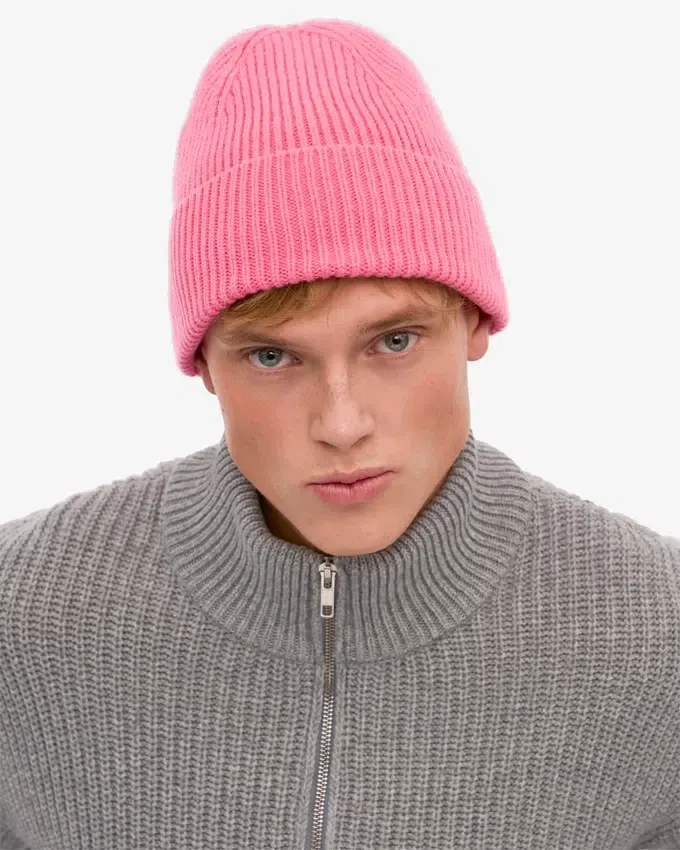 Merinowolle-Mütze – Bubblegum-Pink