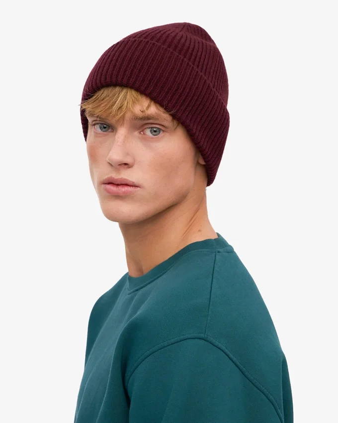 Merinowolle-Mütze – Oxblood-Rot
