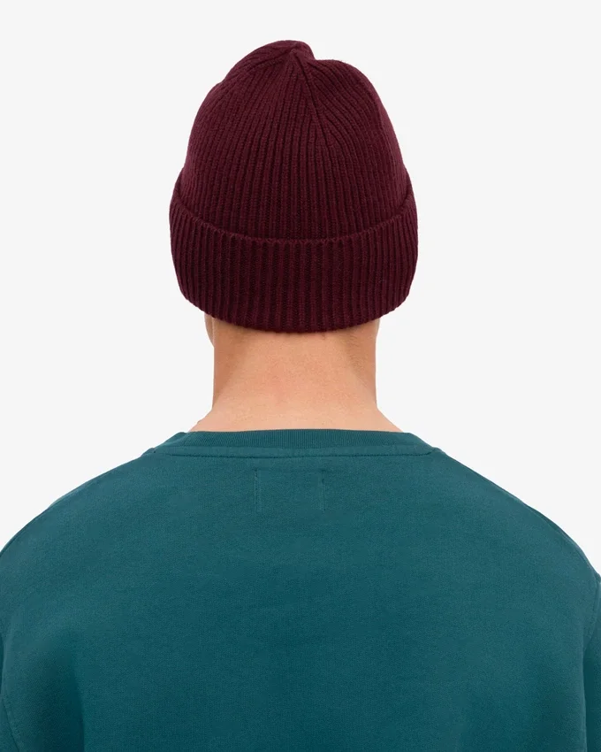 Merinowolle-Mütze – Oxblood-Rot