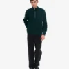 Merinowolle-Pullover mit Troyer – Oxblood-Rot
