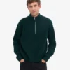 Merinowolle-Pullover mit Troyer – Oxblood-Rot