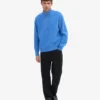 Merinowolle-Pullover mit Troyer – Pazifikblau