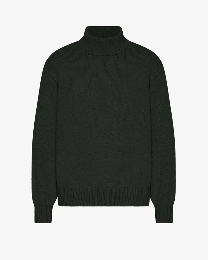 Merinowolle-Rollkragenpullover – Jägergrün