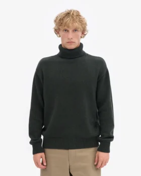 Merinowolle-Rollkragenpullover – Jägergrün