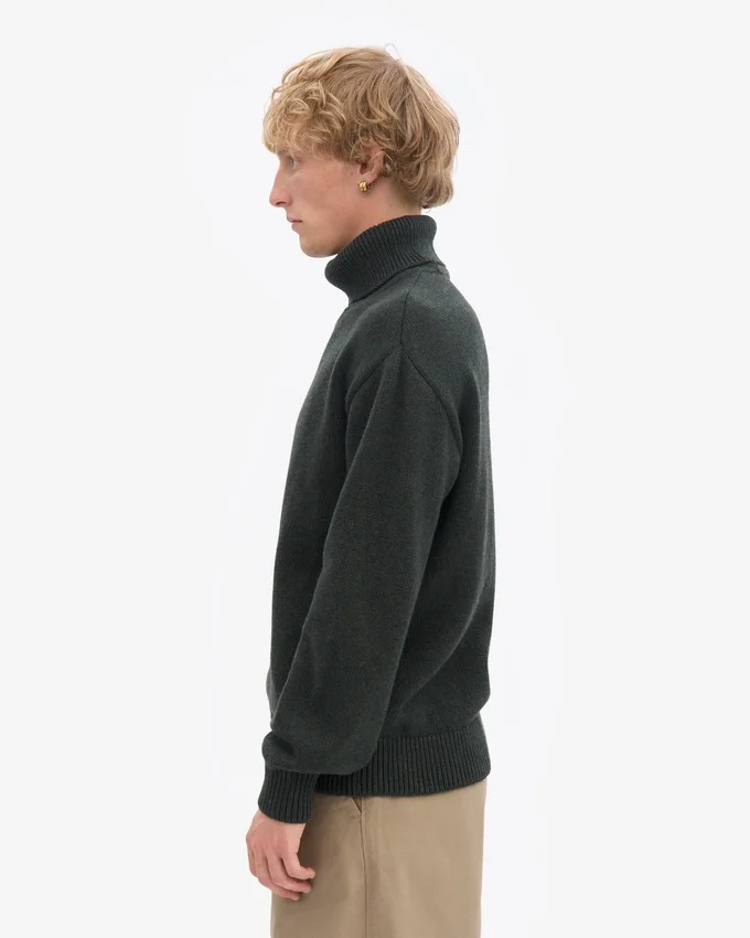 Merinowolle-Rollkragenpullover – Jägergrün