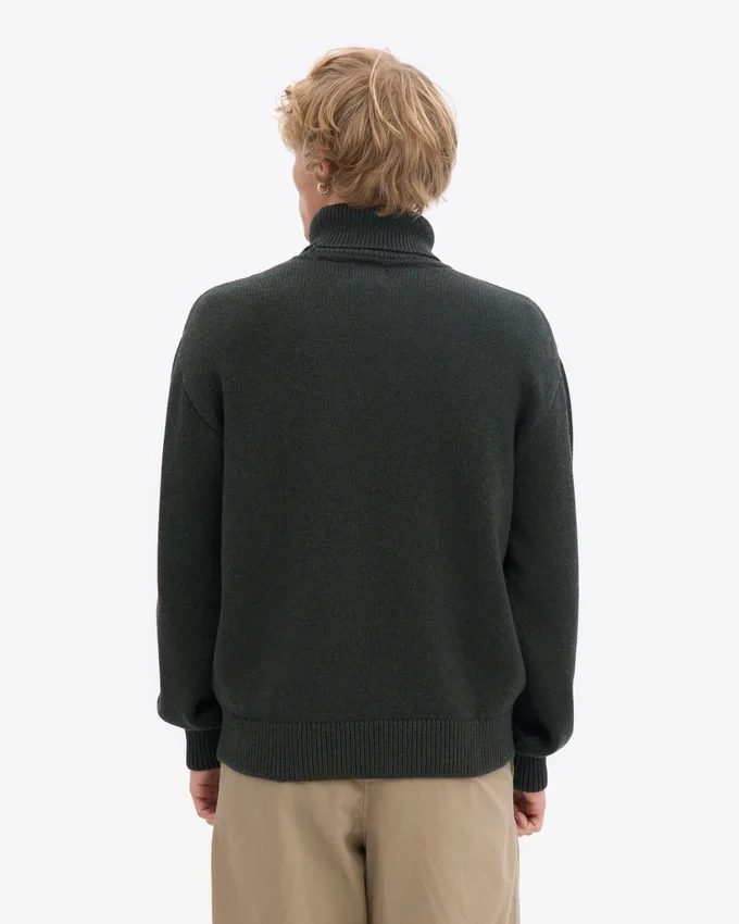 Merinowolle-Rollkragenpullover – Jägergrün