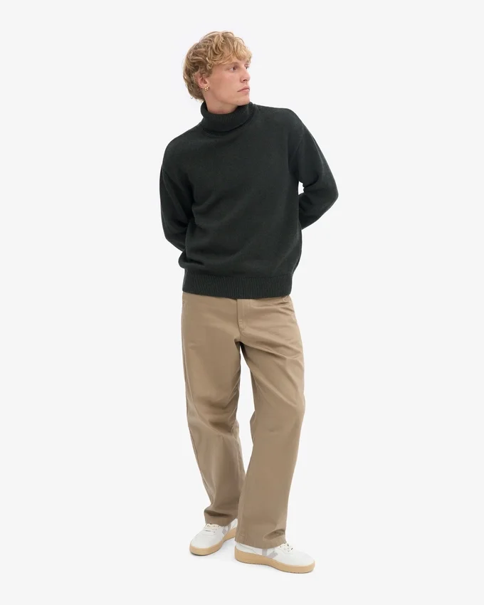 Merinowolle-Rollkragenpullover – Jägergrün