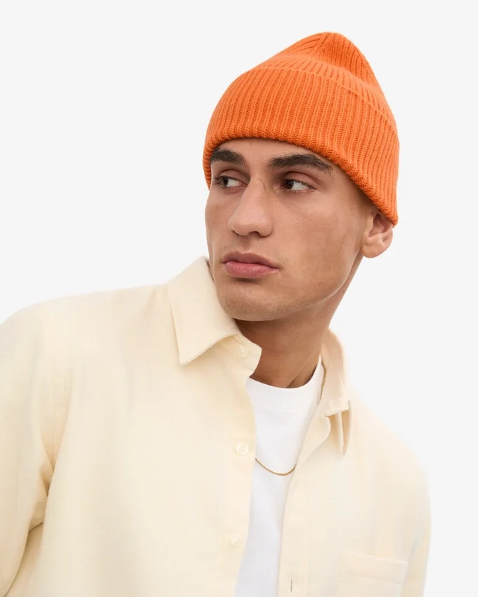 Mütze aus Merinowolle – gebranntes Orange