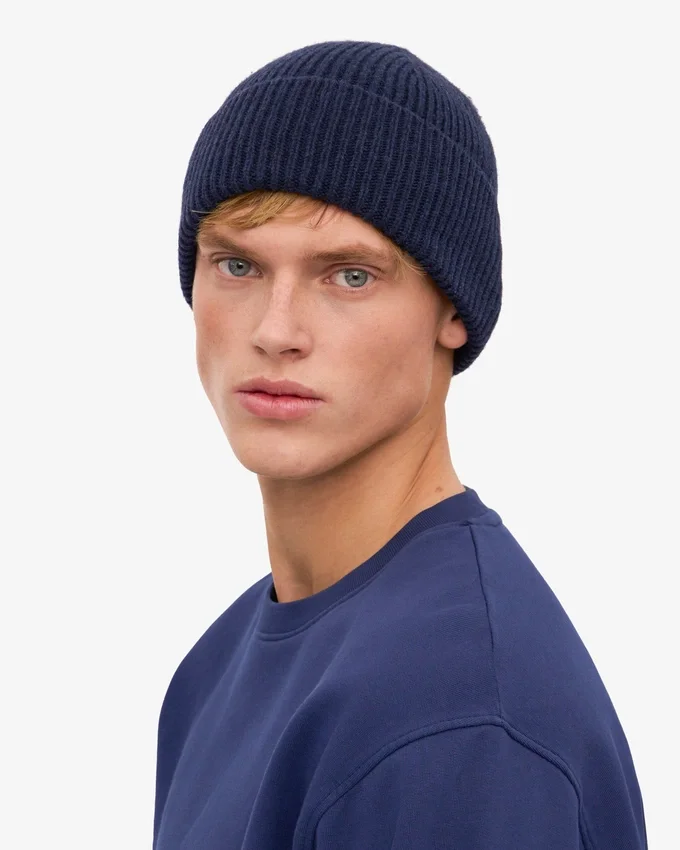 Mütze aus Merinowolle – Marineblau