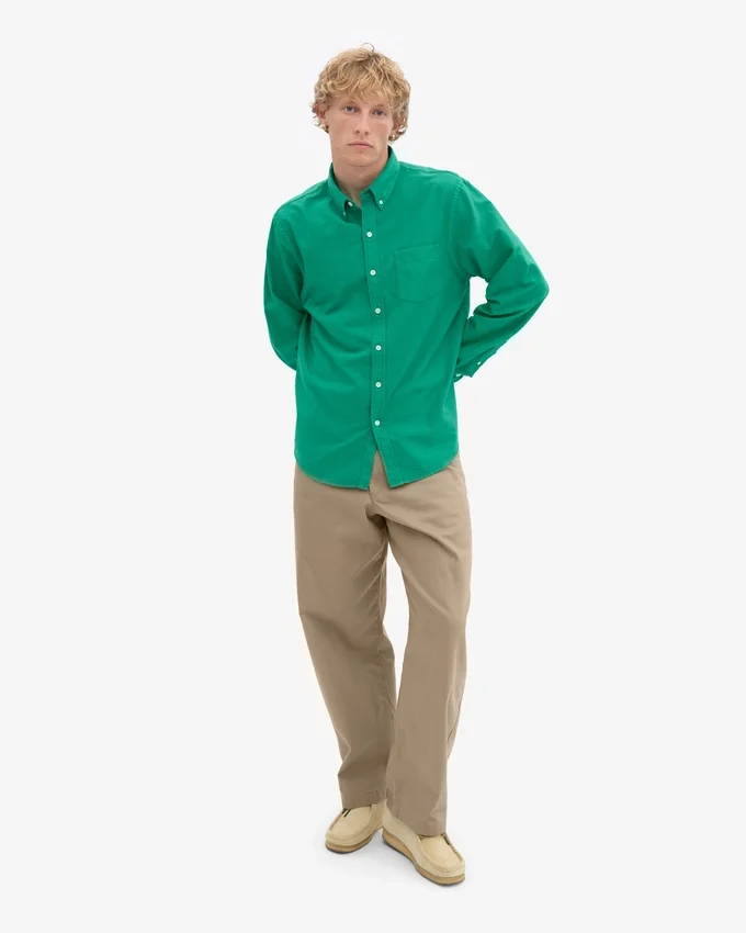 Organic Button Down Hemd mit Knopfleiste – Kellygrün