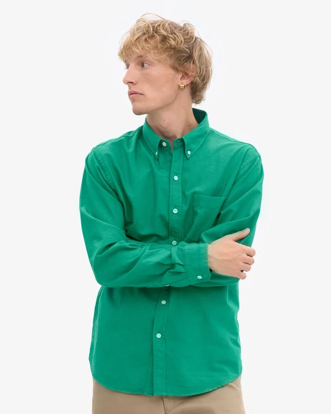 Organic Button Down Hemd mit Knopfleiste – Kellygrün