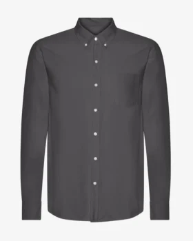 Organic Button Down Hemd mit Knopfleiste – Lavagrau