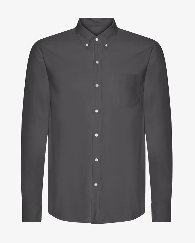 Organic Button Down Hemd mit Knopfleiste – Lavagrau