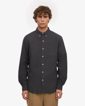 Organic Button Down Hemd mit Knopfleiste – Lavagrau