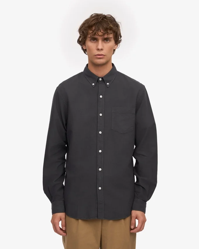 Organic Button Down Hemd mit Knopfleiste – Lavagrau