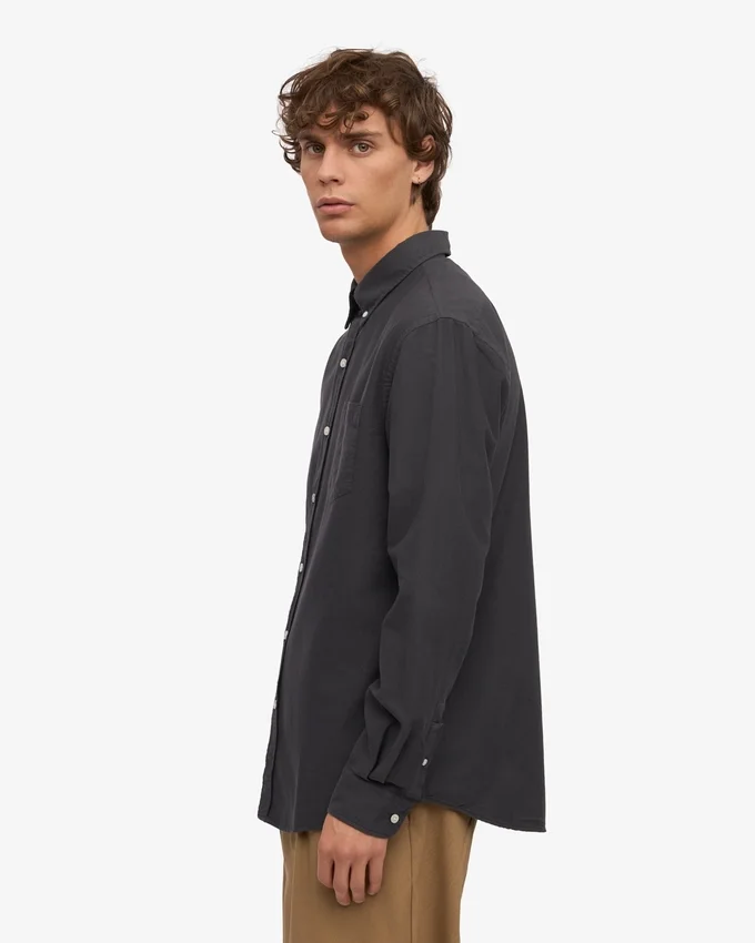 Organic Button Down Hemd mit Knopfleiste – Lavagrau