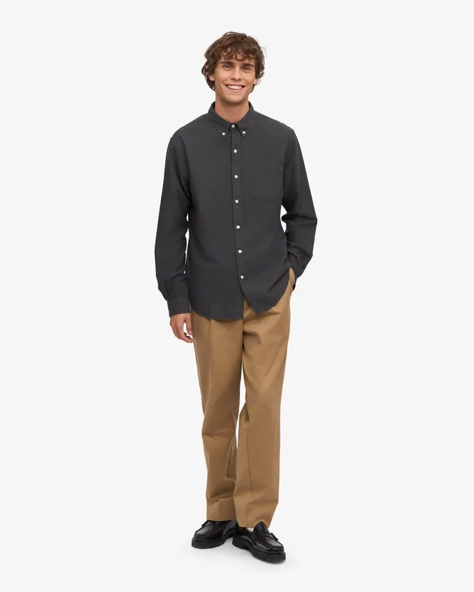 Organic Button Down Hemd mit Knopfleiste – Lavagrau