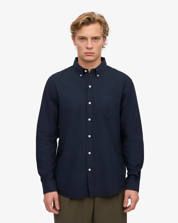 Organic Button Down-Hemd mit Knopfleiste – Marineblau