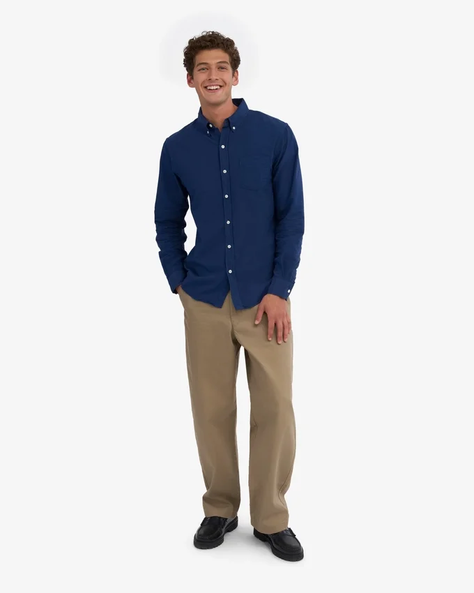 Organic Button Down-Hemd mit Knopfleiste – Marineblau