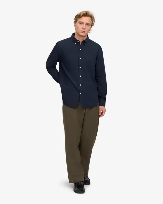 Organic Button Down-Hemd mit Knopfleiste – Marineblau