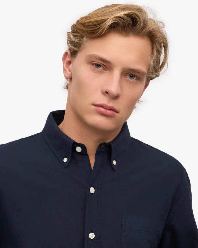 Organic Button Down-Hemd mit Knopfleiste – Marineblau