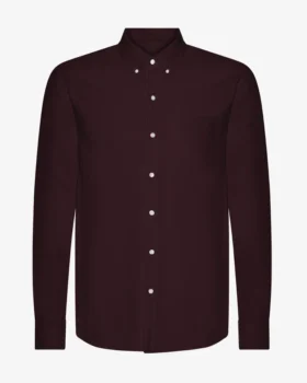 Organic Button Down-Hemd mit Knopfleiste – Oxblood-Rot