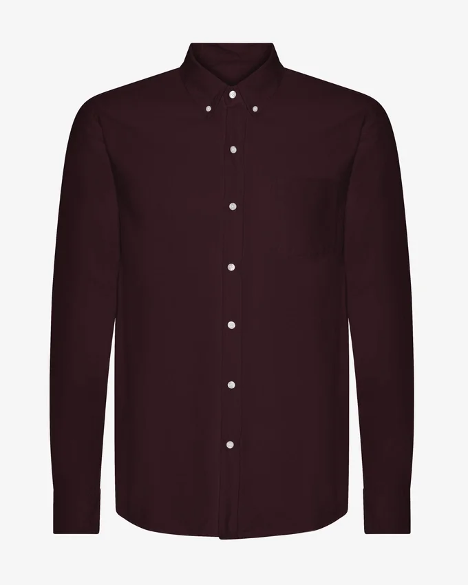 Organic Button Down-Hemd mit Knopfleiste – Oxblood-Rot