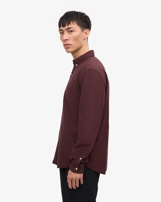 Organic Button Down-Hemd mit Knopfleiste – Oxblood-Rot