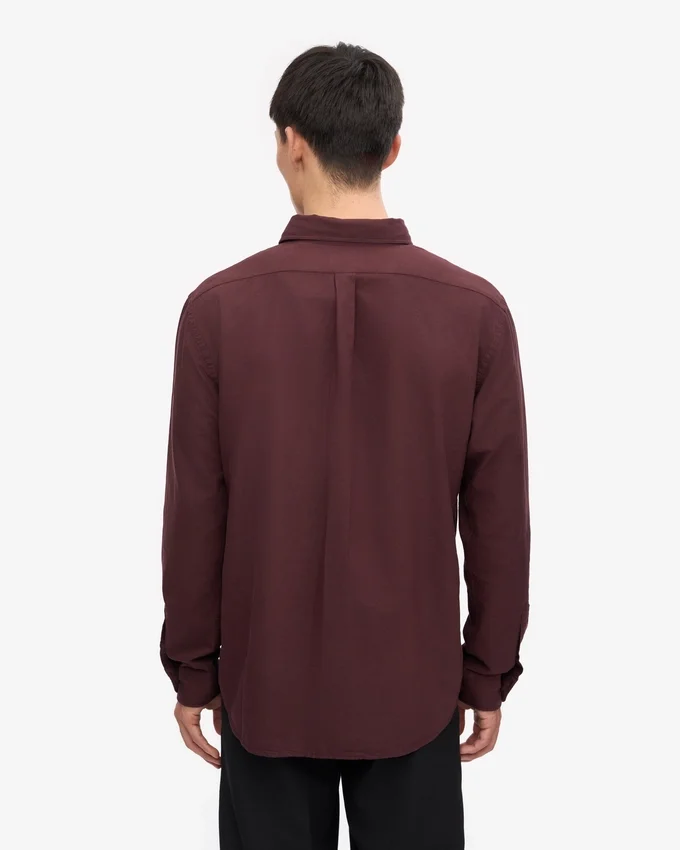 Organic Button Down-Hemd mit Knopfleiste – Oxblood-Rot