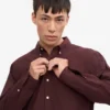 Organic Button Down-Hemd mit Knopfleiste – Oxblood-Rot