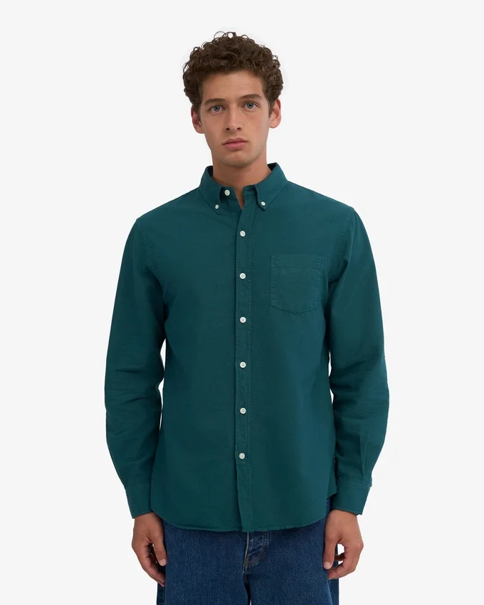 Organic Button Down-Hemd mit Knopfleiste – Ozeangrün