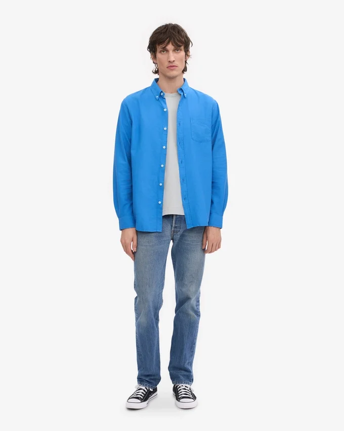 Organic Button Down-Hemd mit Knopfleiste – Pazifikblau