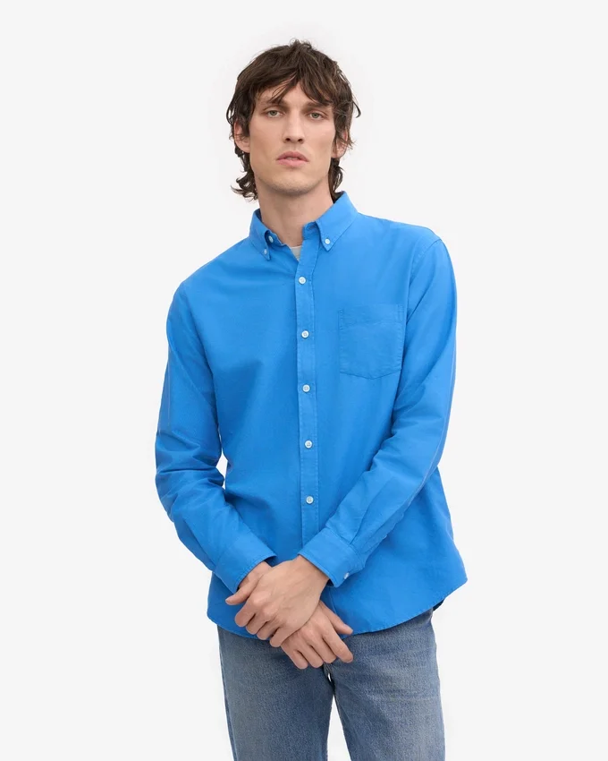 Organic Button Down-Hemd mit Knopfleiste – Pazifikblau
