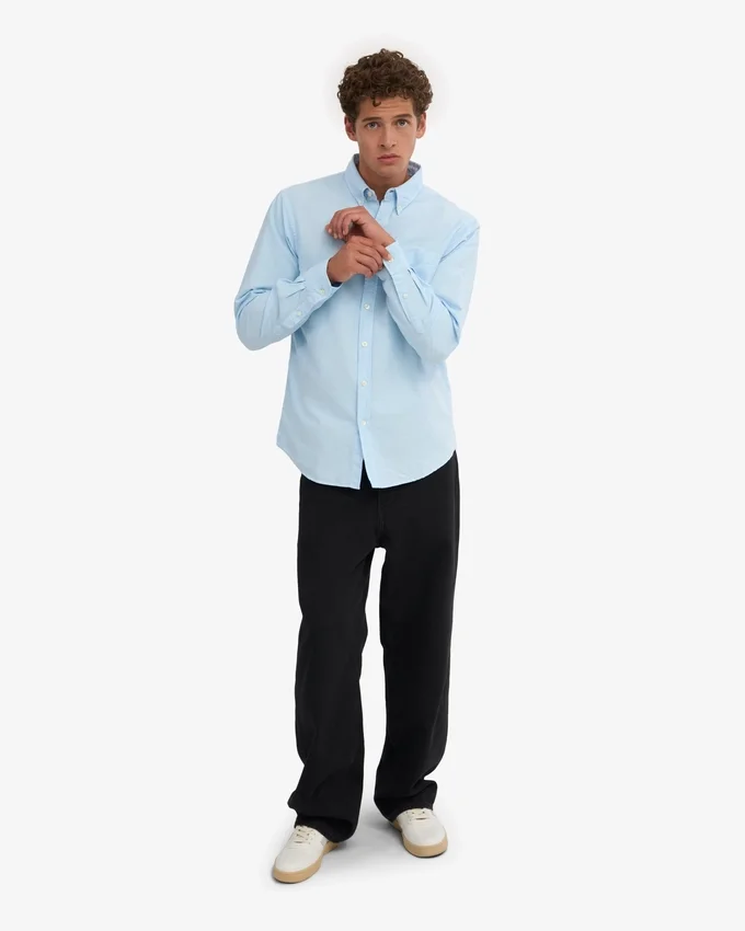 Organic Button Down Hemd mit Knopfleiste – Polar Blue