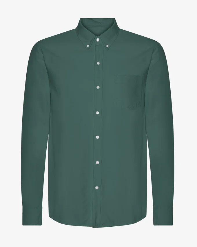 Organic Button Down-Hemd mit Knopfleiste – Smaragdgrün