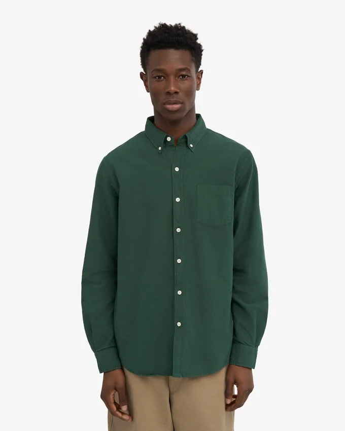 Organic Button Down-Hemd mit Knopfleiste – Smaragdgrün