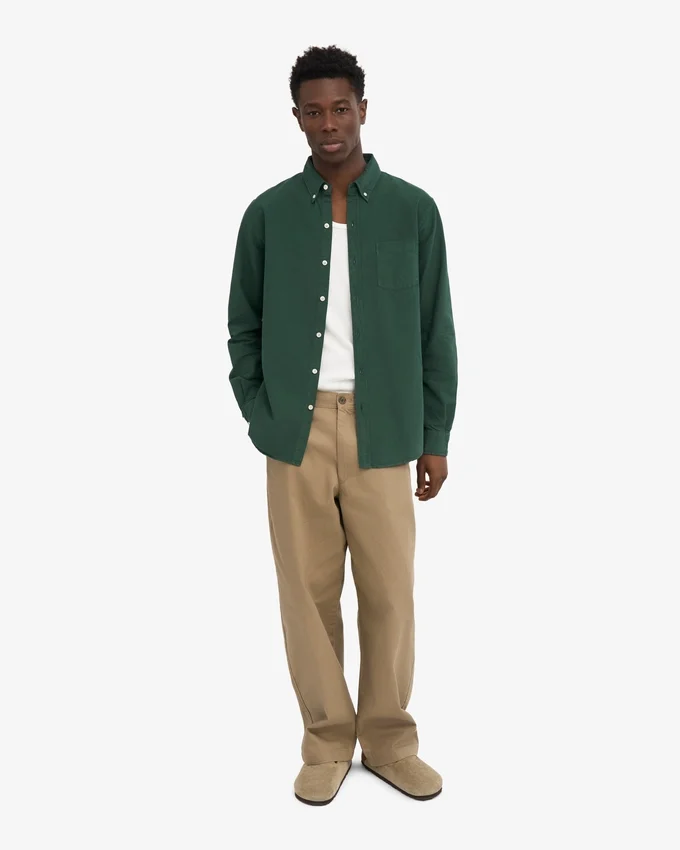 Organic Button Down-Hemd mit Knopfleiste – Smaragdgrün