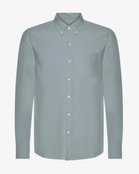 Organic Button Down Hemd mit Knopfleiste – Stahlblau
