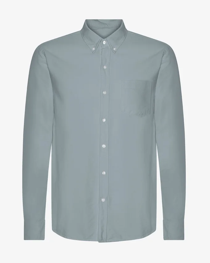 Organic Button Down Hemd mit Knopfleiste – Stahlblau