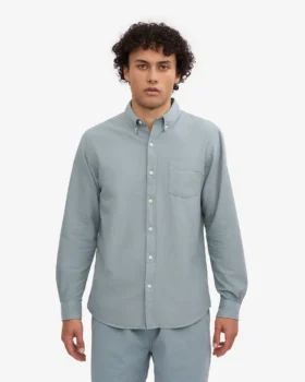 Organic Button Down Hemd mit Knopfleiste – Stahlblau