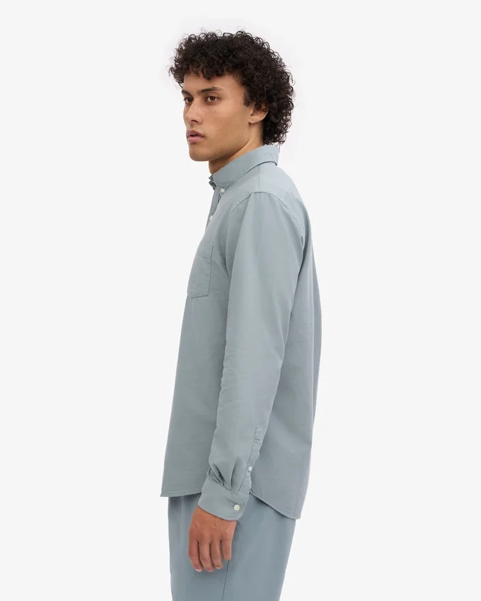 Organic Button Down Hemd mit Knopfleiste – Stahlblau