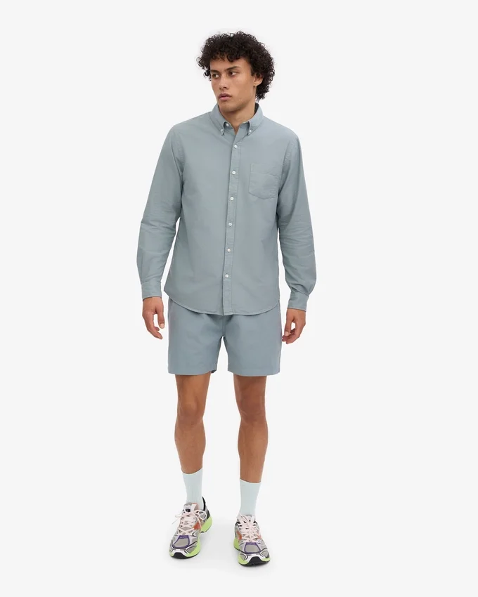 Organic Button Down Hemd mit Knopfleiste – Stahlblau