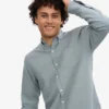 Organic Button Down Hemd mit Knopfleiste – Stahlblau