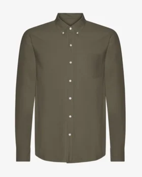 Organic Button Down-Hemd mit Knopfleiste – Staubiges Oliv