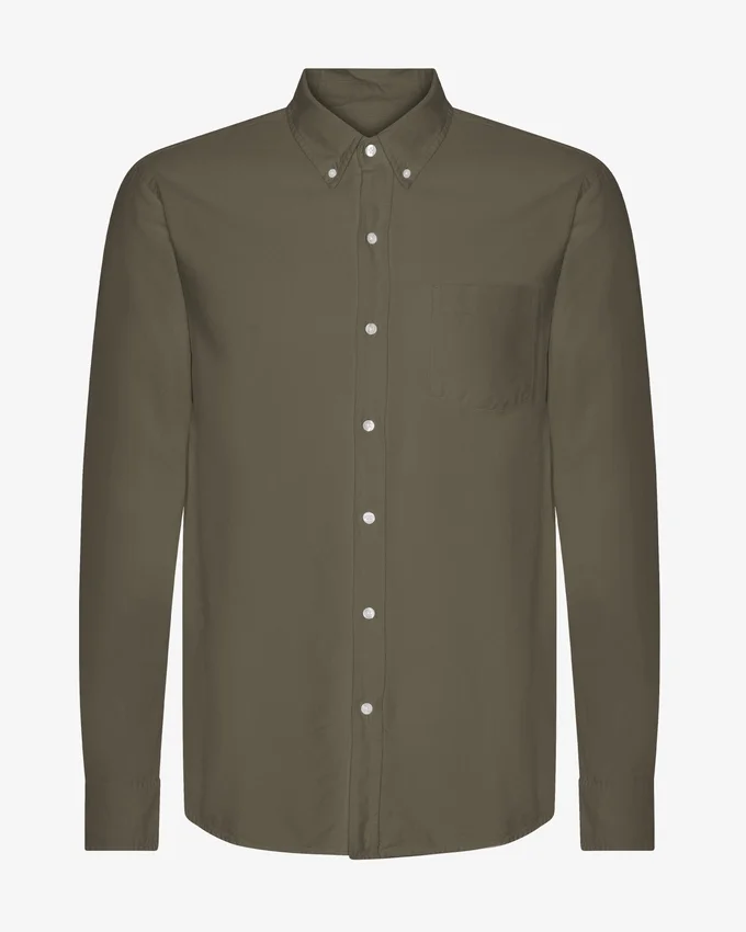 Organic Button Down-Hemd mit Knopfleiste – Staubiges Oliv